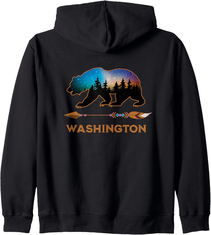 Washington USA Black Bear Hiking Trails Vacation Souvenir Kapuzenjacke