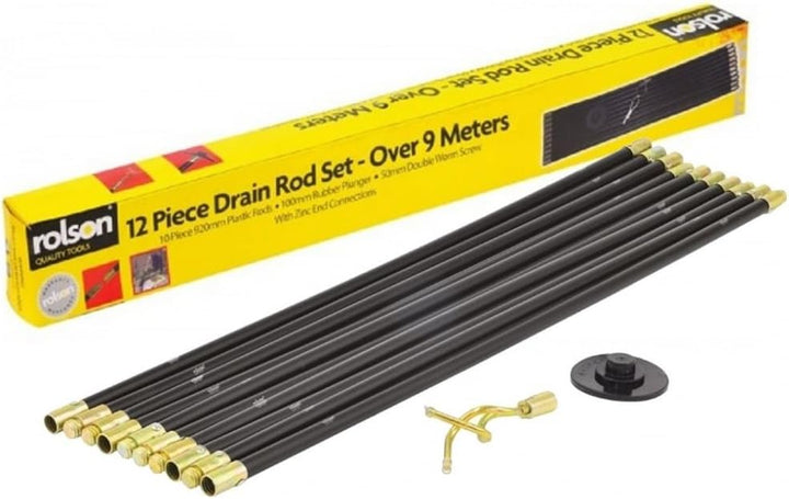 Rolson 60967 Rohrreinigungsschlauch-Set mit Zubehör, 12 Teile