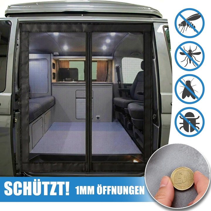 Moskitonetz Auto Hintertür Kompatibel für VW T5 T6,Magnetisch Reissverschluss Fliegengitter Auto Ins