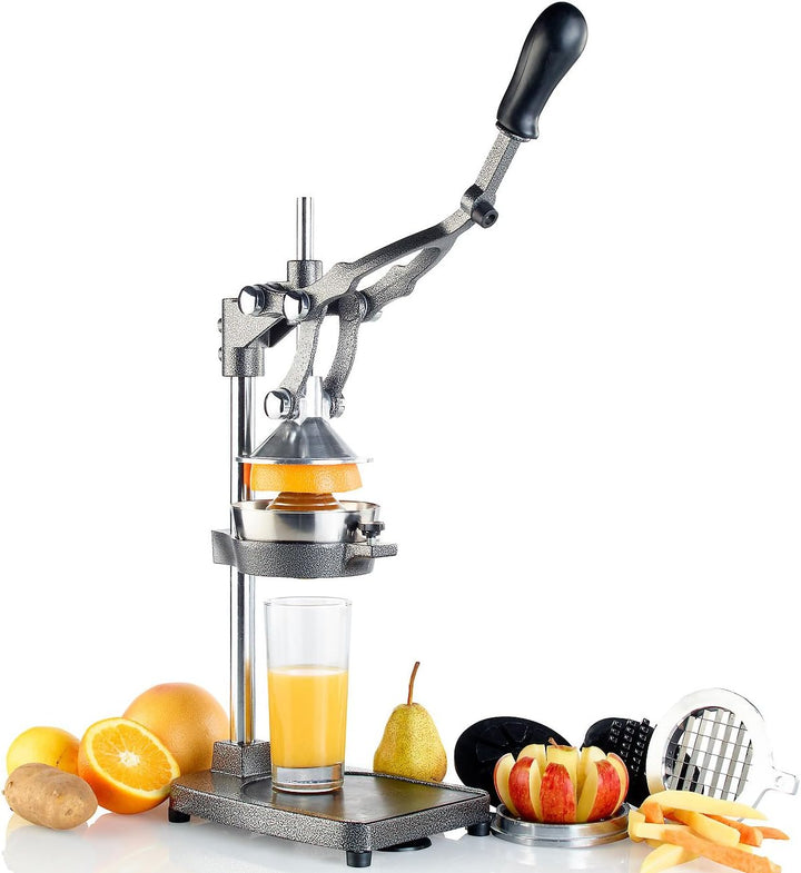 Rosenstein & Söhne Saftpresse: Profi Gastro 3in1: Zitruspresse, Apfel-, Gemüse-, Pommes-Schneider, X