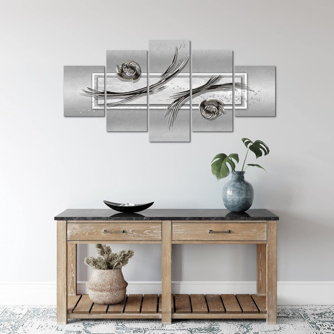 Runa Art Wandbilder Abstrakt 5 Teilig Bild auf Vlies Leinwand Deko Wohnzimmer Schlafzimmer Schwarz W