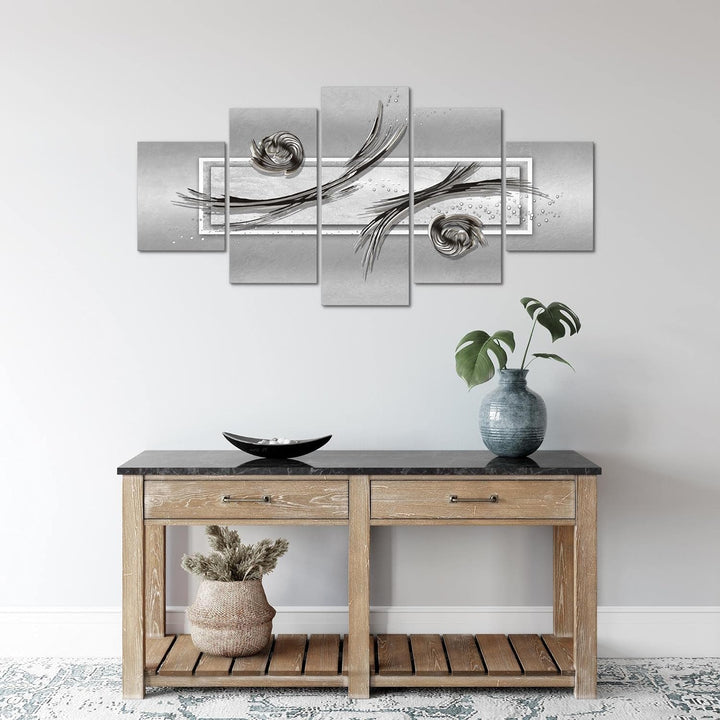 Runa Art Wandbilder Abstrakt 5 Teilig Bild auf Vlies Leinwand Deko Wohnzimmer Schlafzimmer Schwarz W