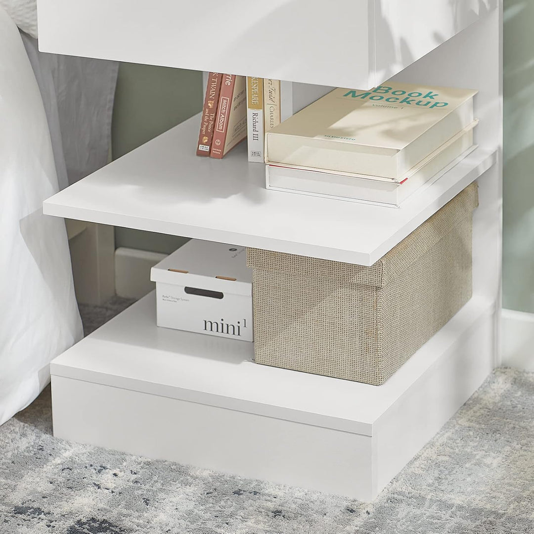 SoBuy FBT49-Wx2 Beistelltisch 2er Set Nachttisch 2 stücke Nachtschrank Kommode mit 1 Schublade und 3