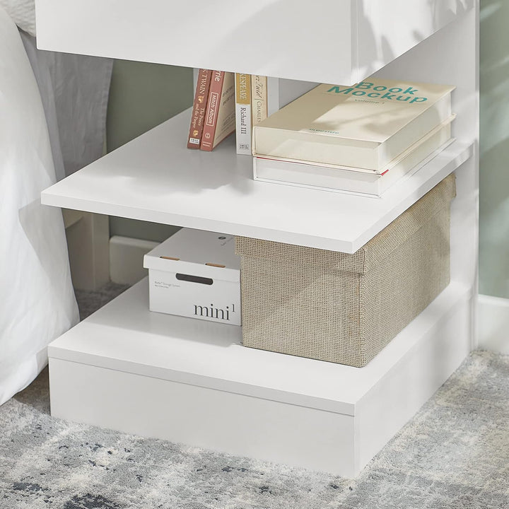 SoBuy FBT49-Wx2 Beistelltisch 2er Set Nachttisch 2 stücke Nachtschrank Kommode mit 1 Schublade und 3