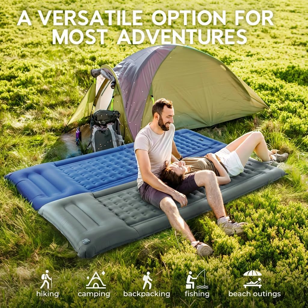 Luftmatratze Camping Matratze 12CM mit Fusspumpe Isomatte Camping mit Integrierten Kopfkissen für Ca