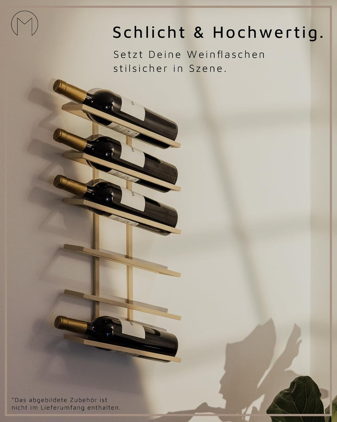 Metallbude Weinregal VINIA - Schwarz - Minimalistisches Weinregal aus Metall mit Wandmontage - 6 Fla