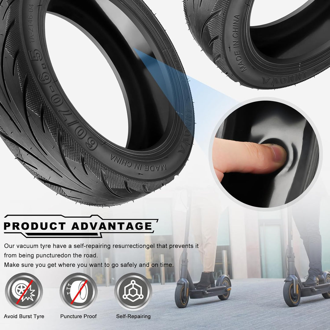 60/70-6.5 Tubeless Reifen für Ninebot Max G30 Serie, 10x2.5 Selbstreparierende Vakuum Mit Durchstoss