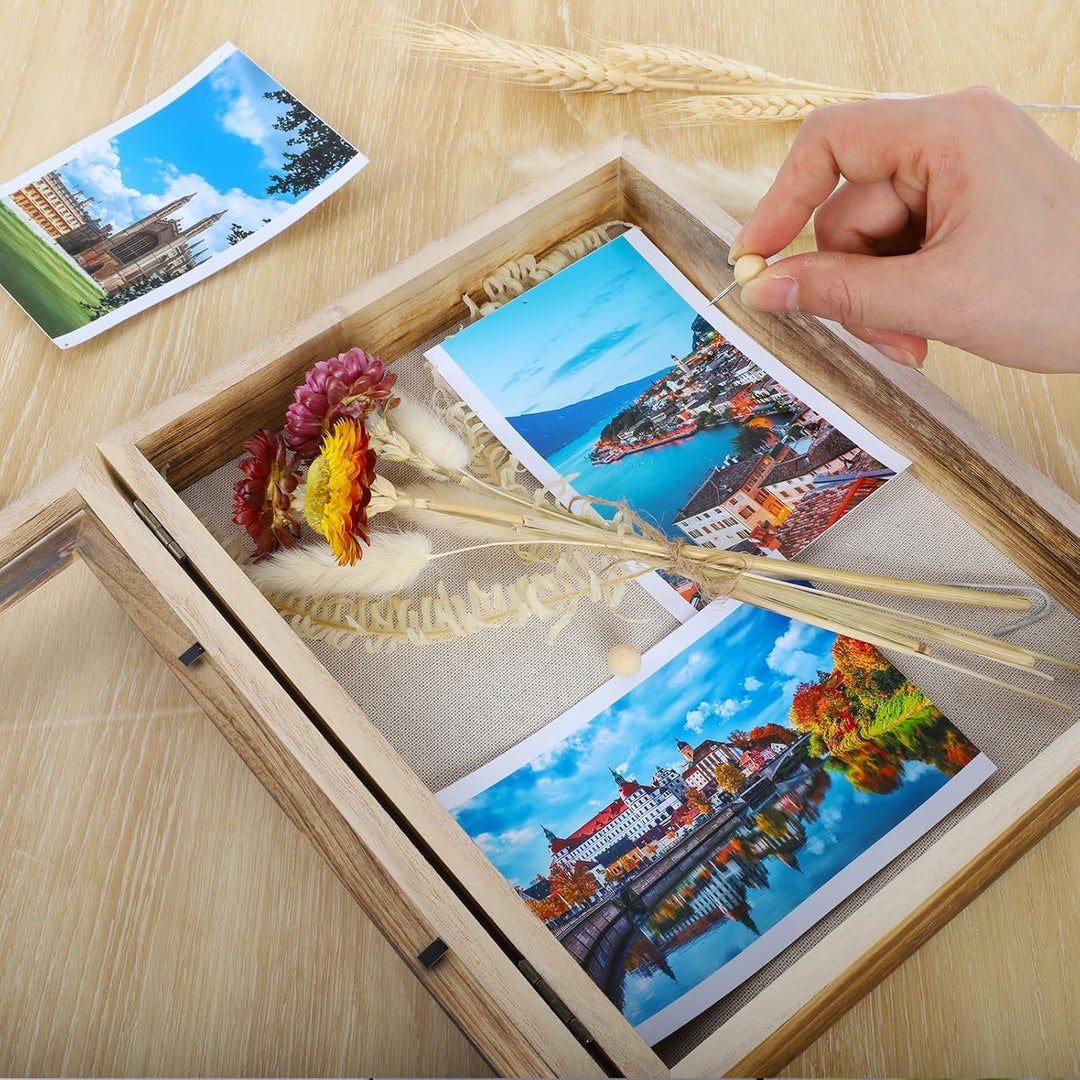3D Bilderrahmen Zum Befüllen 25x20 cm, Objektrahmen Holz zum Aufhängen oder Stehend, Bilderrahmen Ti