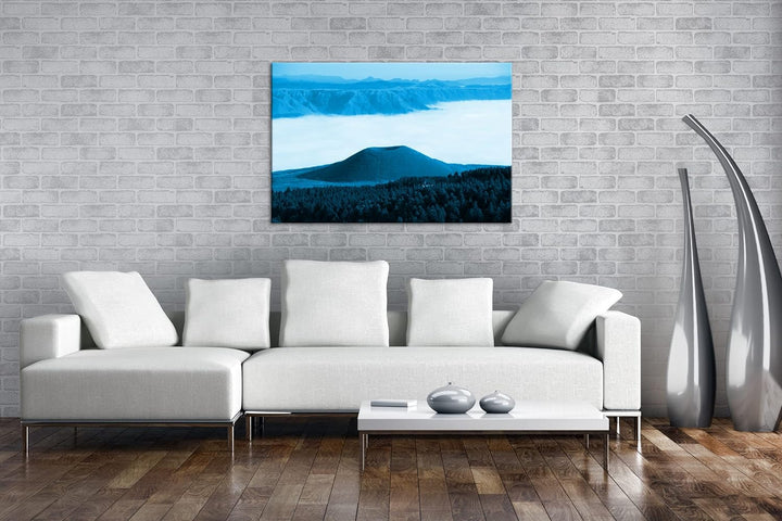 deyoli Aso Komezuka Vulkan in Japan Format 60x40 Effekt: Monocrome Blau als Leinwandbild, Motiv fert