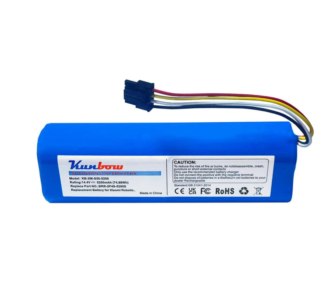 Kunbow 5200mAh Li-ion akku,Ersatzakku für Xiaomi Roborock S5,S6,S7, S50,S51,S60,S55,S65,S70,S75 Robo