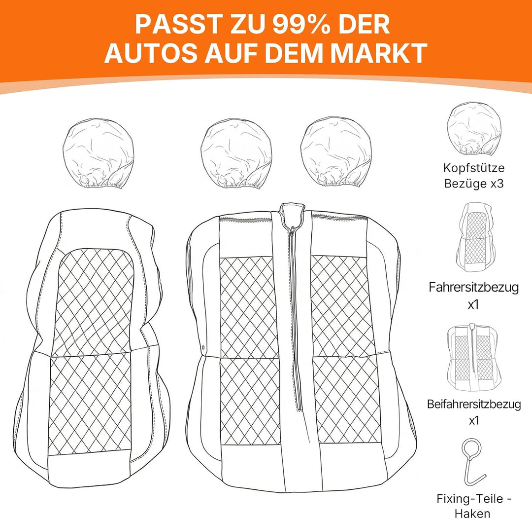 TOYOUN Van-Sitzbezüge, universal, passend für die meisten LKWs, Lieferwagen, LKWs, PU-Leder, Vorders