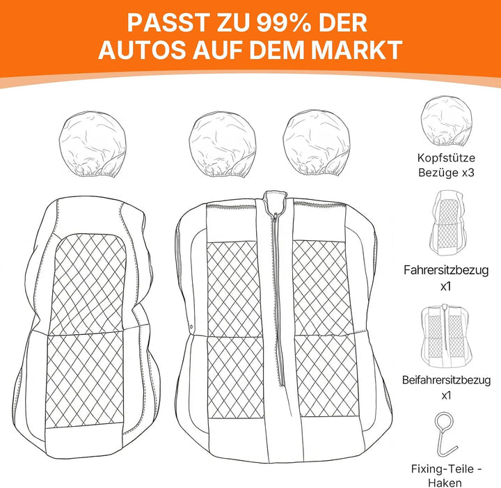 TOYOUN Van-Sitzbezüge, universal, passend für die meisten LKWs, Lieferwagen, LKWs, PU-Leder, Vorders