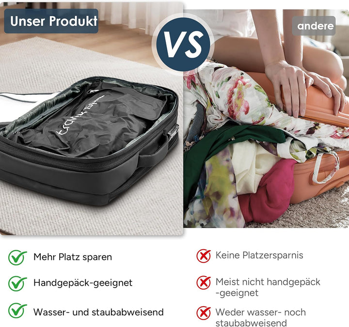travel inspira Vakuum Rucksack mit TSA-Schloss 65L Rucksack 17.3 Zoll Laptopfach Flugzeug Handgepäck