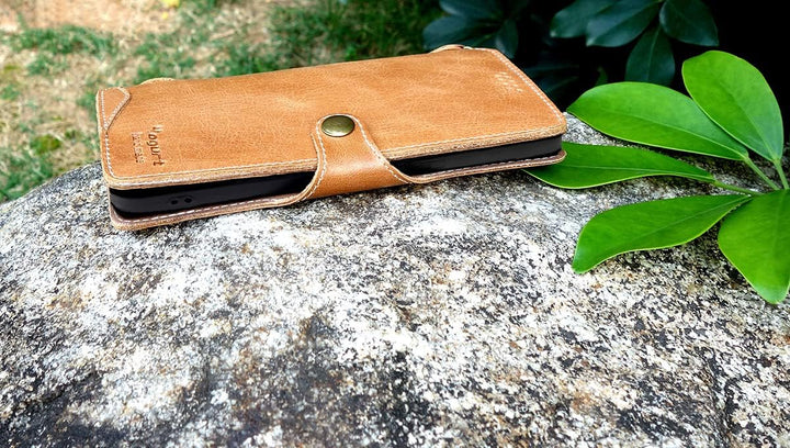 Yogurt Lederhülle für iPhone 14, Hülle Ledertasche Echtleder Case Handyhülle für iPhone 14, 6.1 Zoll