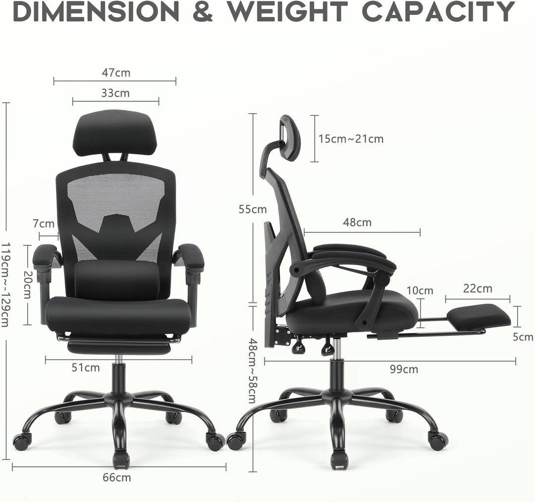 DUMOS Bürostuhl Ergonomisch EIN Schreibtischstuhl mit Komfortarmlehnen Ausgestattet mit Einer Bequem