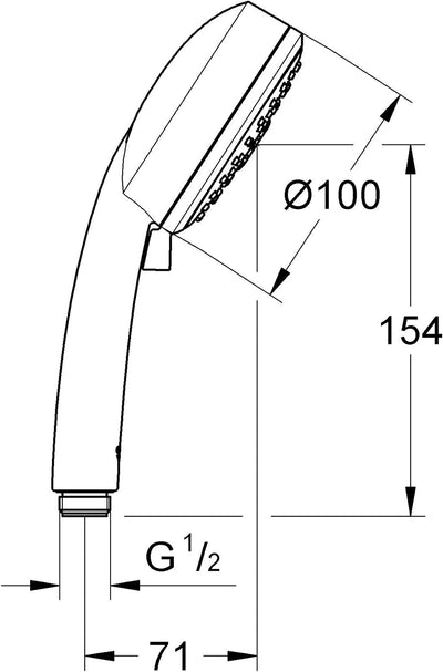 GROHE Vitalio Comfort 100 - Handbrause (wassersparend, mit 3 Strahlarten, Antikalk System), chrom, 2