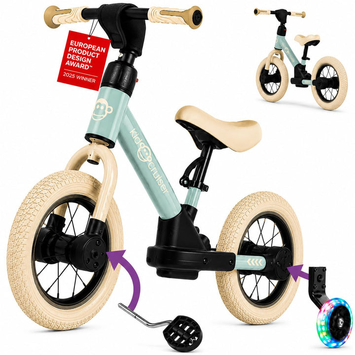 Kidcruiser Pedalplay laufrad ab 2 Jahre, ideal zum Radfahren Lernen, 3‑in‑1 mit LED Stützrädern &amp; Pe