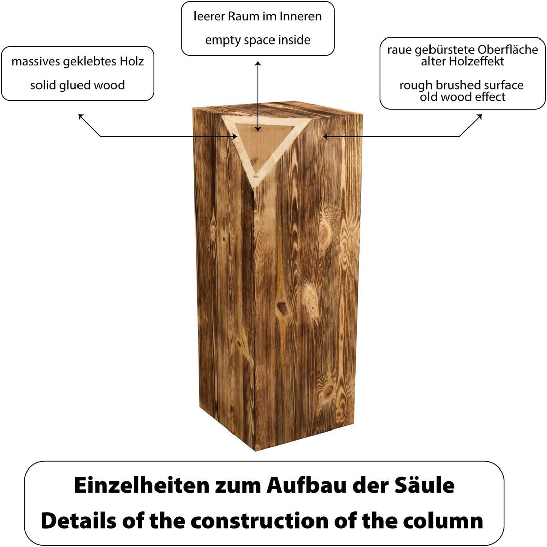 DECOKTIVO Holzständer, Holzblock, Baumstamm Deko, Bodenwindlicht Säule, Blumensäule Holz, Dekosäule,