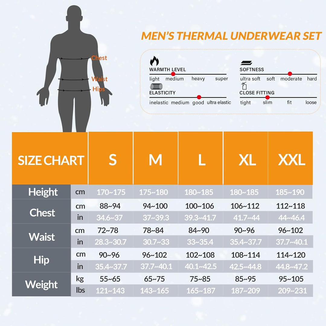MeetHoo Thermounterwäsche Set Herren, Innenfleece Funktionsunterwäsche Winter Skiunterwäsche Warme U