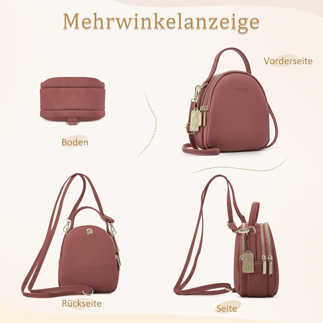 DORRISO Mini Damen Rucksack Elegant Tagesrucksack mit Kopfhörerloch Handtasche für Schule Reisen Läs