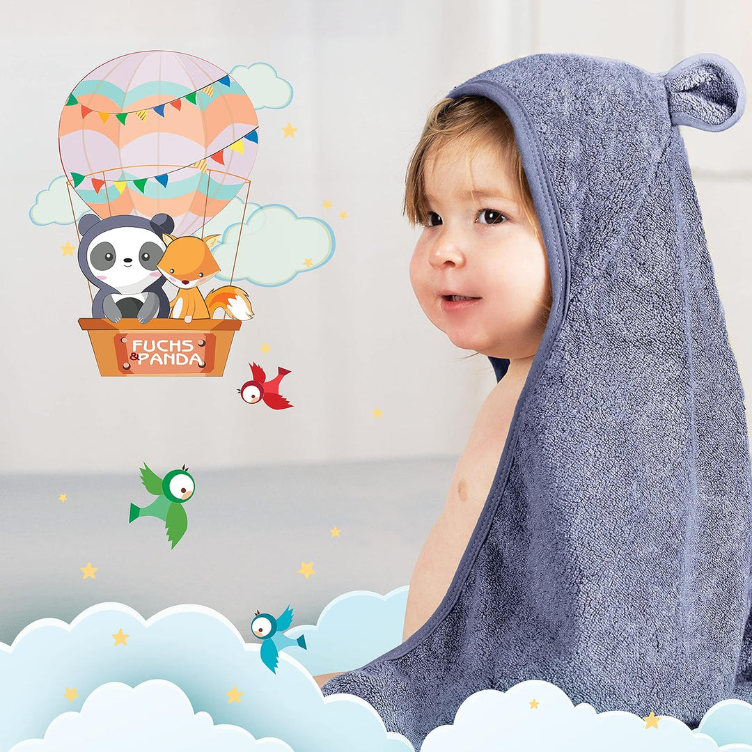 Kapuzenhandtuch Baby EXTRA dick, warm &amp; weich | 75x75cm Babyhandtuch mit Kapuze (100% Bambus) | Baby