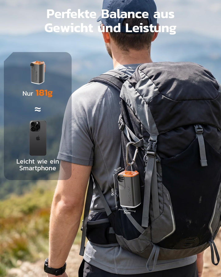 Elektrische Luftpumpe Akku, 3000mAh Mini Luftpumpe mit 4,5 kPa, 280 L/min,USB-C Aufblas- und Entlüft