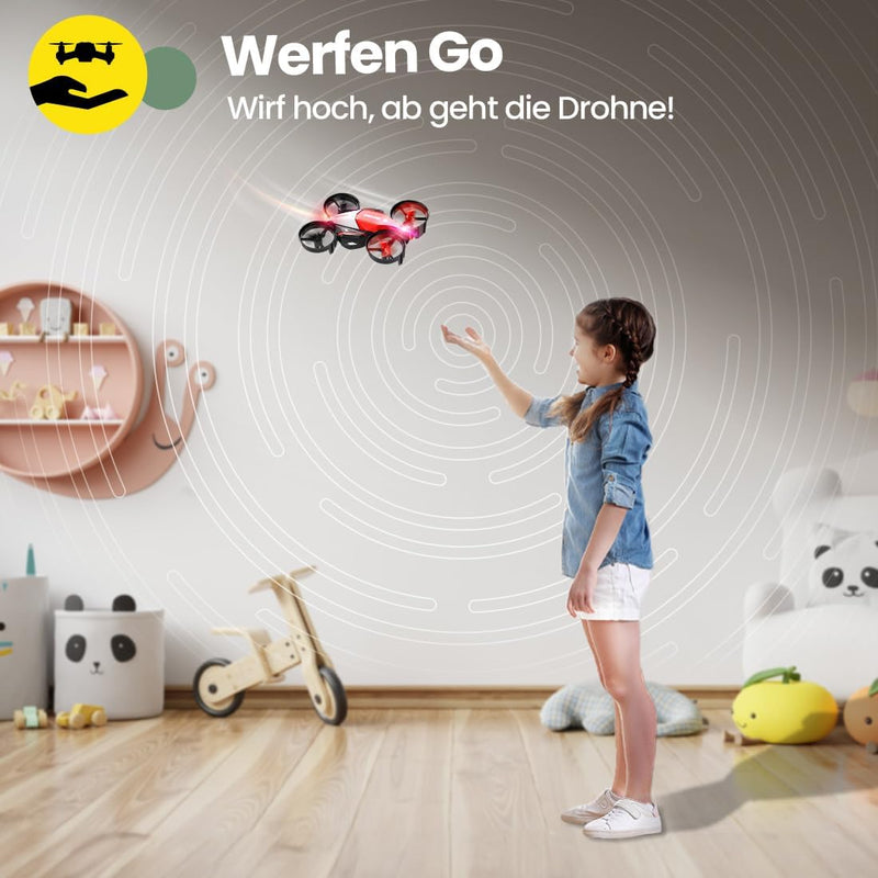 Holy Stone HS210F Mini Drohne für Kinder, 2 in 1 RC Quadcopter Drohnen mit Land- und Flugmodus,LED L