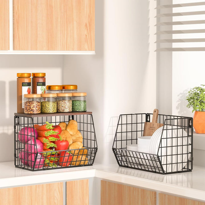 Wawocs 2 Obstkorb Stöckig Etagere Hängend, Obstschale Gross Obstkorb Wand für Küche, Hängende Obstkö