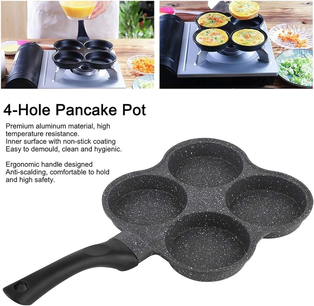 4-Loch-Pancake Pfanne,Non-Stick Omelett-Pfanne Burger Fried Pan Egg Maker mit Abnehmbarer Griff für