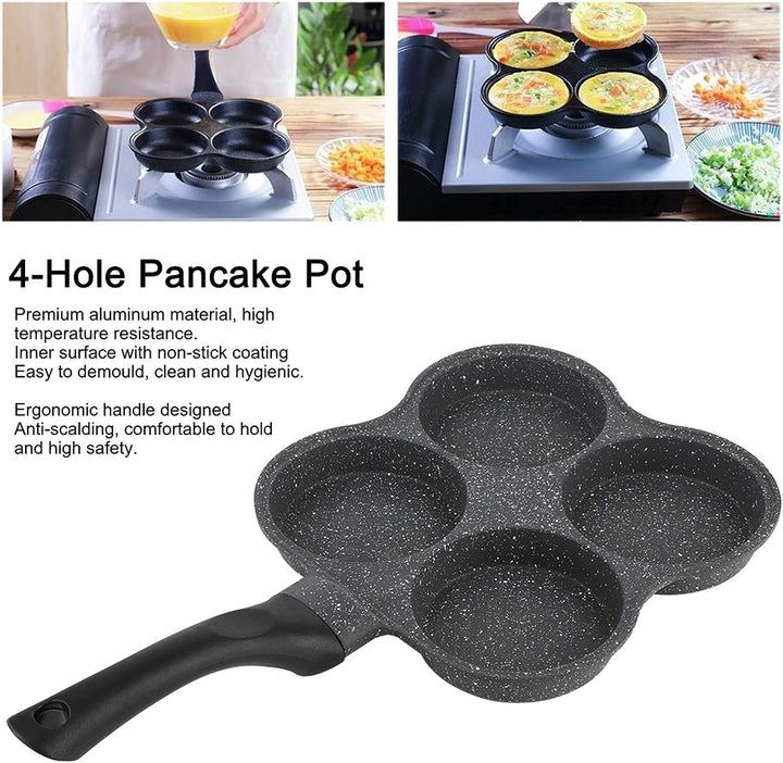 4-Loch-Pancake Pfanne,Non-Stick Omelett-Pfanne Burger Fried Pan Egg Maker mit Abnehmbarer Griff für