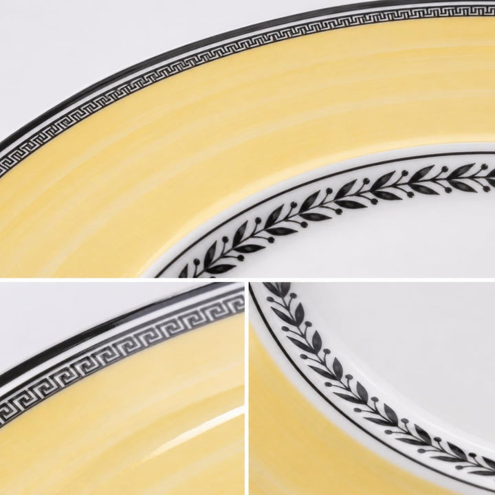 Villeroy und Boch Audun Fleur Speiseteller, 27 cm, Premium Porzellan, Weiss/Grau/Gelb 27 cm Flache P