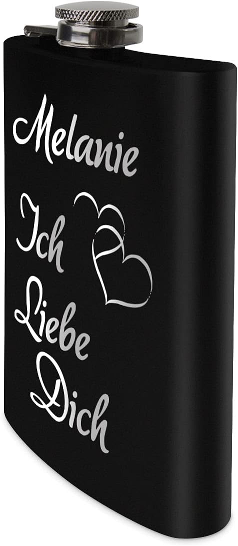 Edelstahl Flachmann 237 ml schwarz matt lackert inkl. individuelle Gravur in Silber von Paule Black