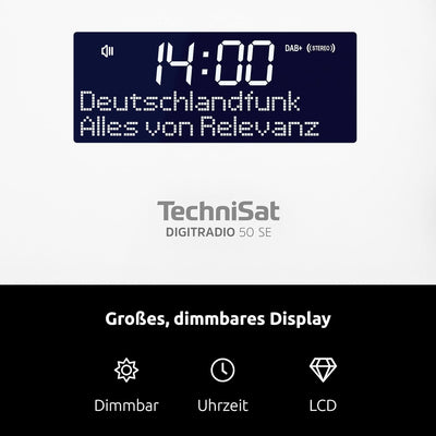 TechniSat DIGITRADIO 50 SE - Radiowecker (DAB+/UKW Tuner, dimmbares Display, Wecker mit zwei einstel