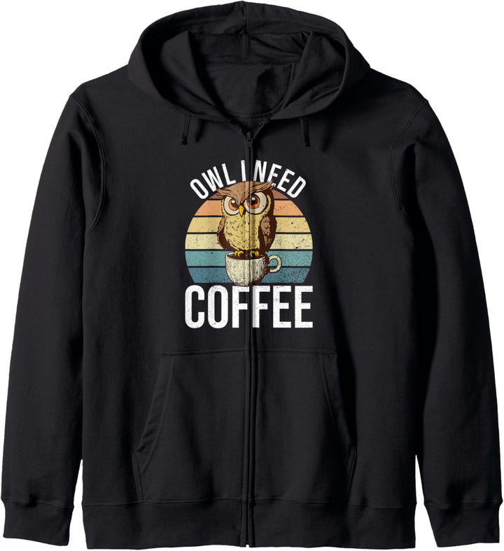 Eule braucht Kaffee Büro Montag Müde Vögel Kapuzenjacke