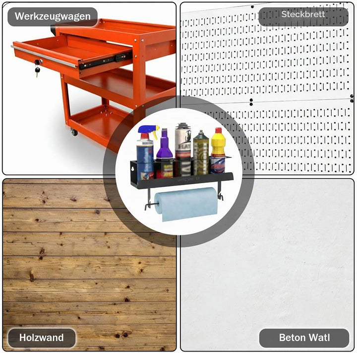 Dosenhalter-Wandregal für Sprühflaschen - 5-Loch Metall Sprühdose Organizer Rack, Spraydosen-Organiz