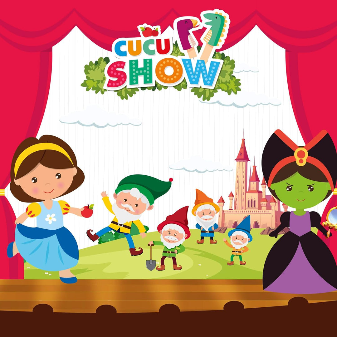 ColorBaby Cucu Show Set Handpuppen, Schneewittchen, 4 Puppen, 25 cm, weiche und sichere Materialien,