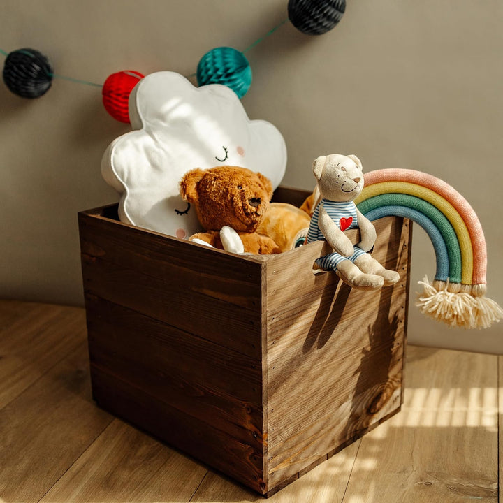 Creative Deco 4 x Holzkiste Wenge passend für Kallax Regal 33 x 37 x 33 cm | Holzbox mit Griffen | G