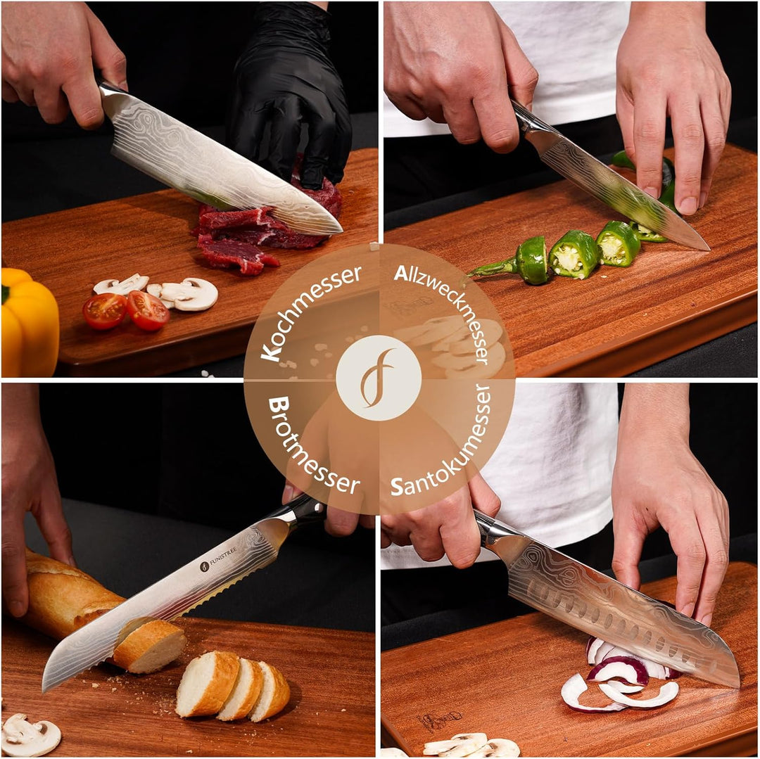 Küchenmesserset 4 tlg mit Geschenkbox aus Holz Weihnachtsgeschenke, Ideale Geschenke für Männer, Deu