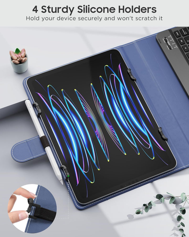 MoKo Universal Tablet Hülle mit QWERTY Tastatur für 9-11 Zoll, Indigo | für iPad,Fire,Pixel,Android