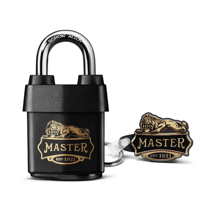 Master Lock 1921EURDCC Höhersicherheits Vorhängeschloss mit 100-jähirgem Logo gedruckt, Schwarz, 97