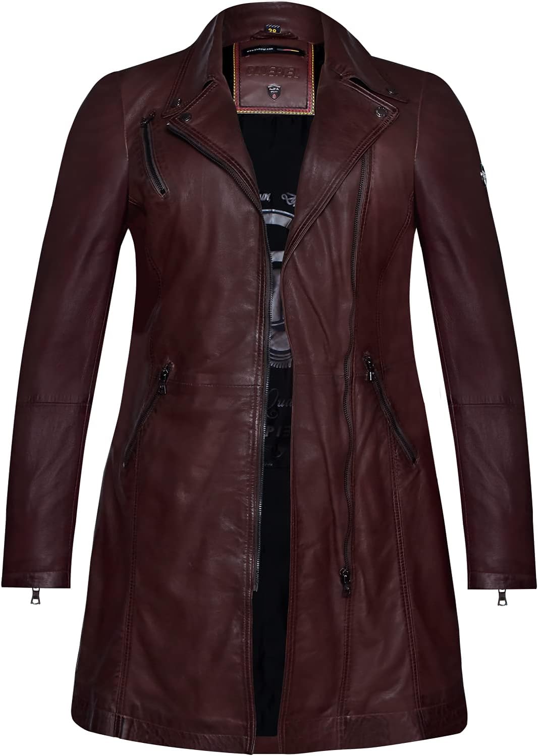 Bluepiel Damen Ledermantel Vera - Echtleder Kurzmantel Übergans Ledermantel aus feinstem Lammnappa L