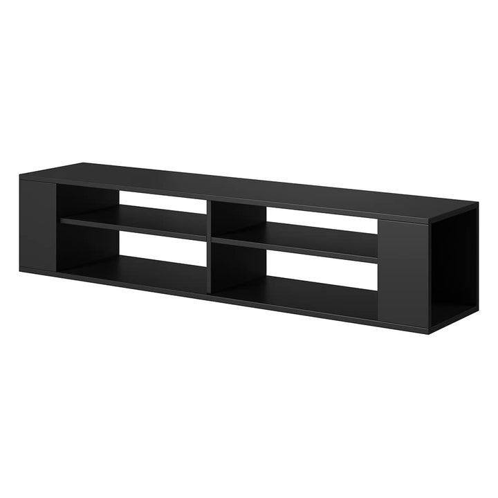 Selsey Weri - TV-Board hängend mit 4 offenen Fächern, minimalistisch, 140 cm breit (Schwarz), Schwar