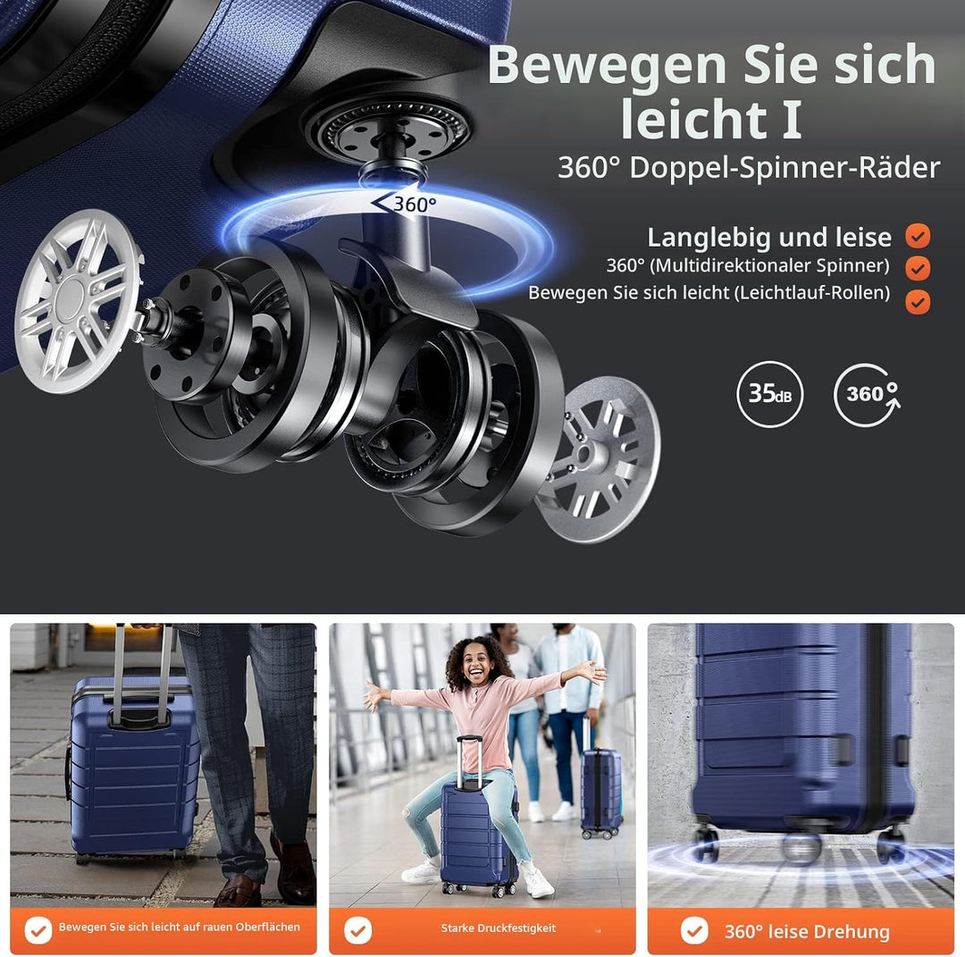 SHOWKOO Koffer Mittelgross Hartschale Leicht Reisekoffer ABS+PC Erweiterbar Haltbar Trolley Handgepä