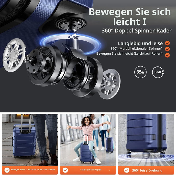 SHOWKOO Koffer Mittelgross Hartschale Leicht Reisekoffer ABS+PC Erweiterbar Haltbar Trolley Handgepä