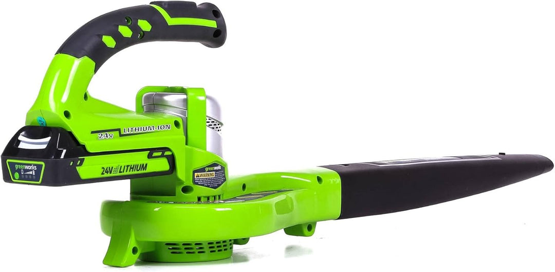 Greenworks 24V Akku-Laubbläser mit 2Ah Akku und Ladegerät, 140/200 km/h Zwei Geschwindigkeiten Akku-