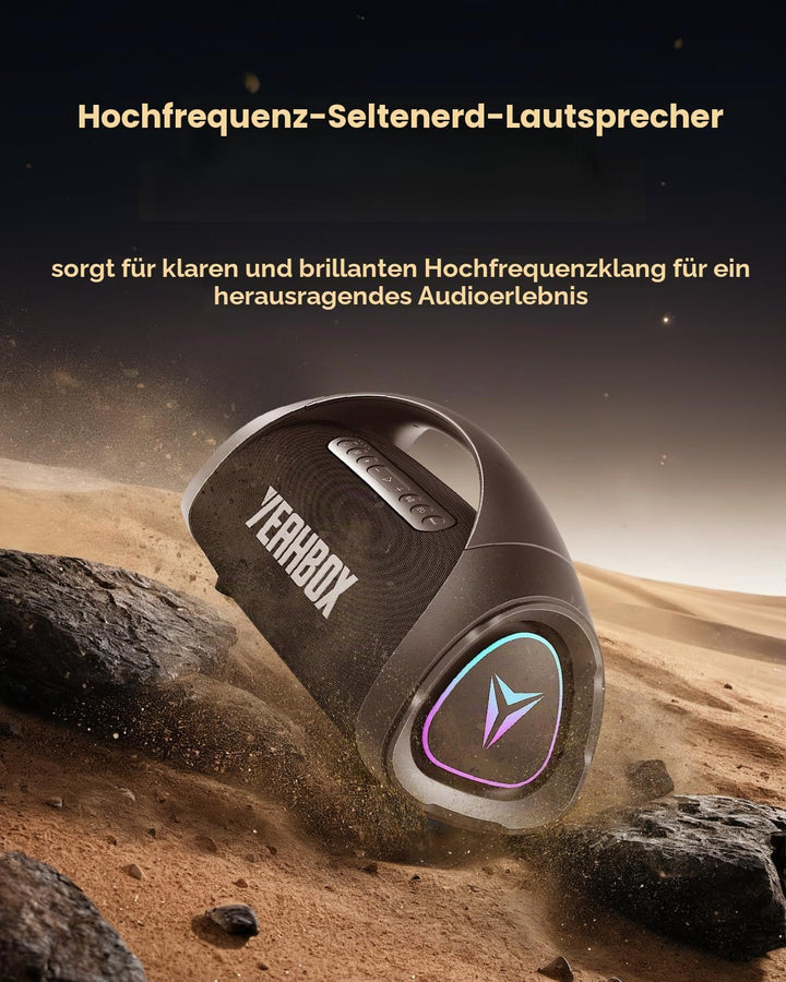 YEAHBOX Sonic Boom Max 300W Bluetooth Lautsprecher mit Massivem Bass, IPX67 Wasserdichter Tragbarer