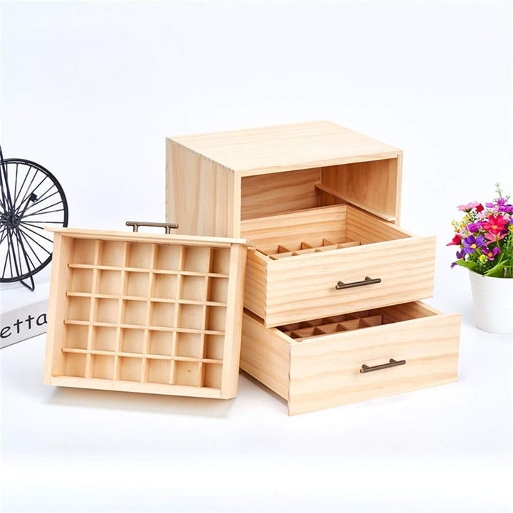 CHSEEO Ätherisches Öl Display Box Halter Organisator Aufbewahrungsbox 90 Löcher Holzbox Kann Nagella