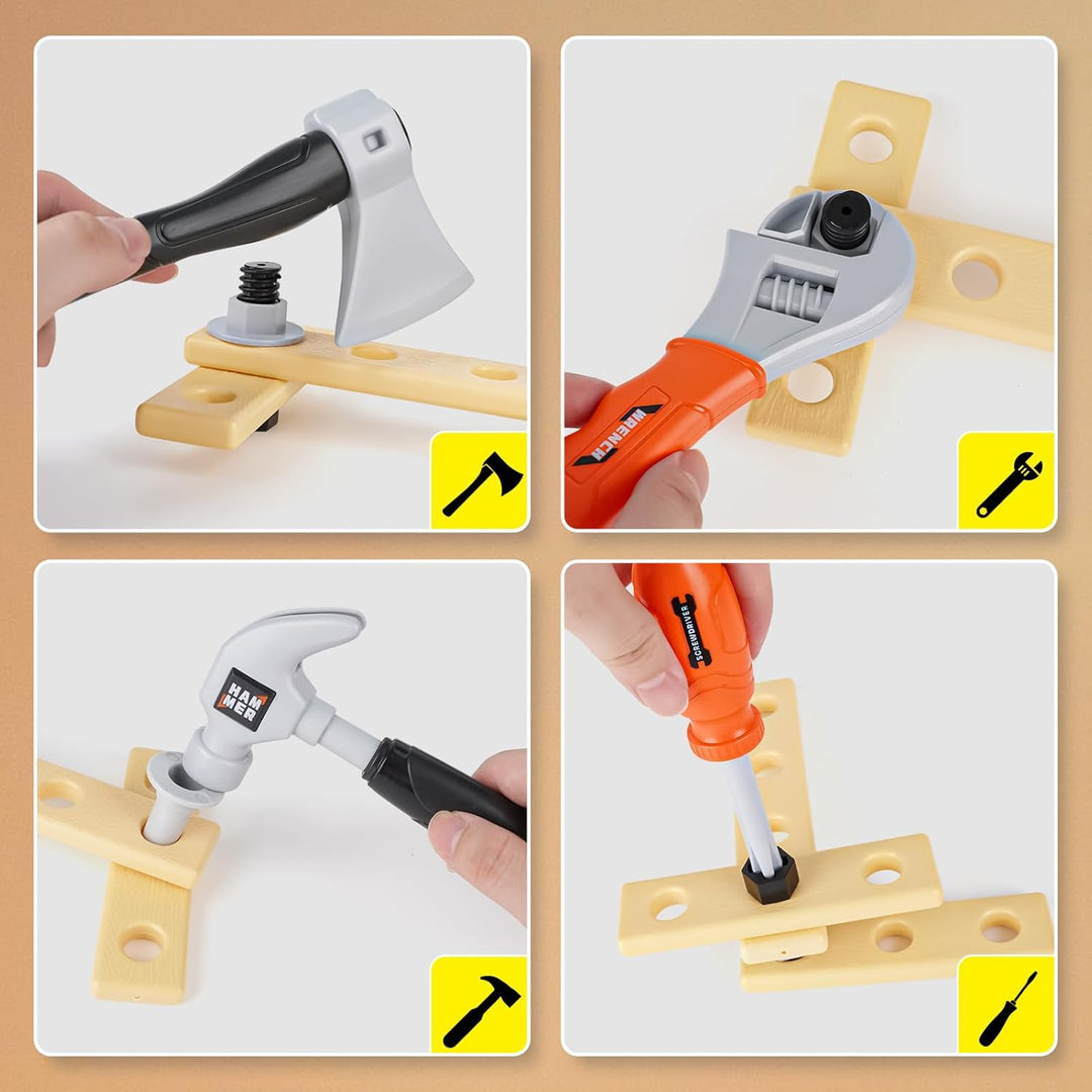 Vanplay Werkzeugkoffer Kinder Werkzeug Kettensäge Kinderspielzeug ab 3 4 5 6 Jahre Jungen Mädchen Ge