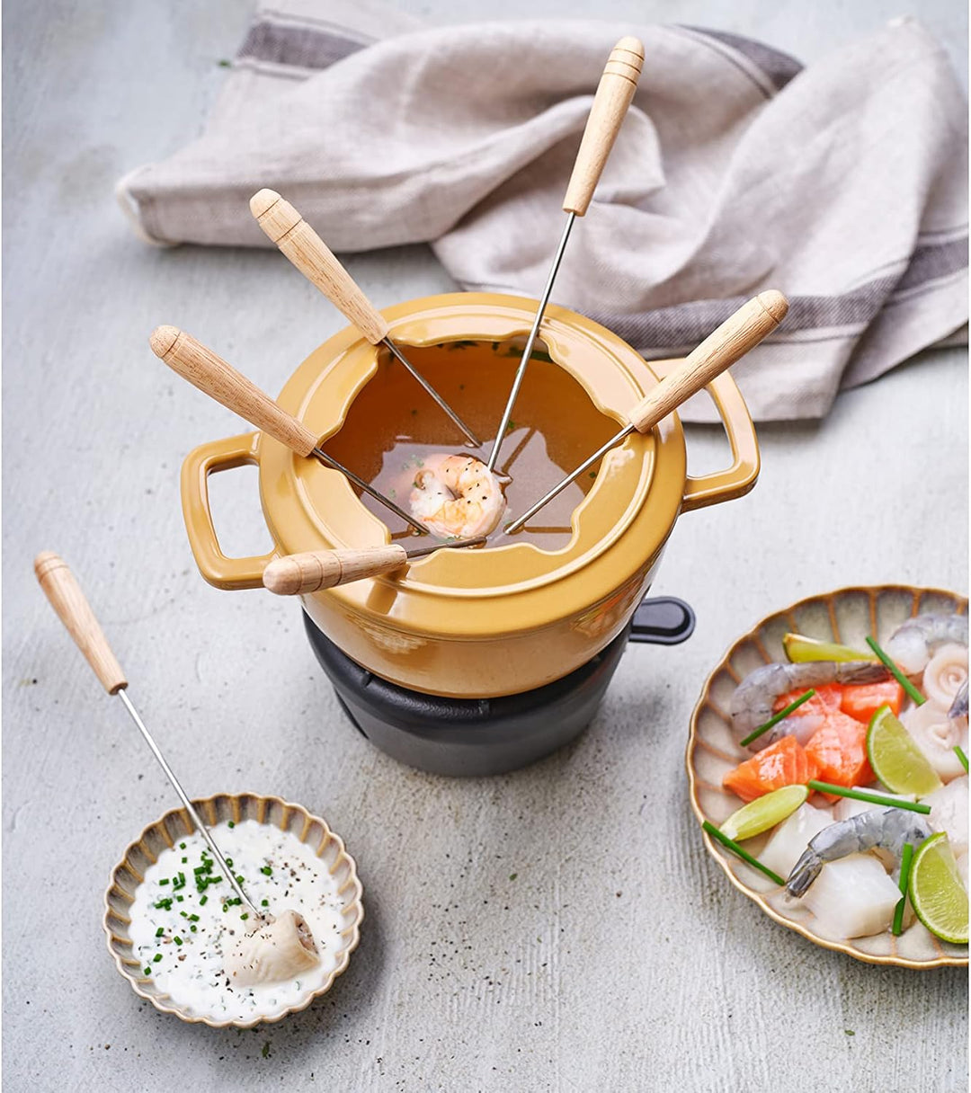 Cosy &amp; Trendy Fondue Set Fontestic, für 6 Personen, ø 18 cm, rostbraun (Amber Gold), Amber Gold