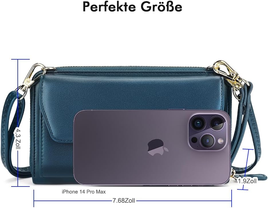 nuoku Geldbörse Damen mit RFID, Kleine Portemonnaie Damen mit Kreditkarten Etuis, Handytasche zum Um